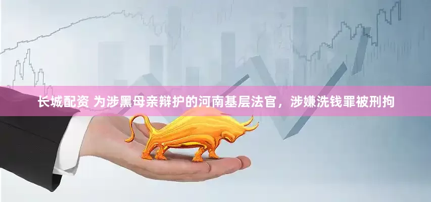 长城配资 为涉黑母亲辩护的河南基层法官，涉嫌洗钱罪被刑拘